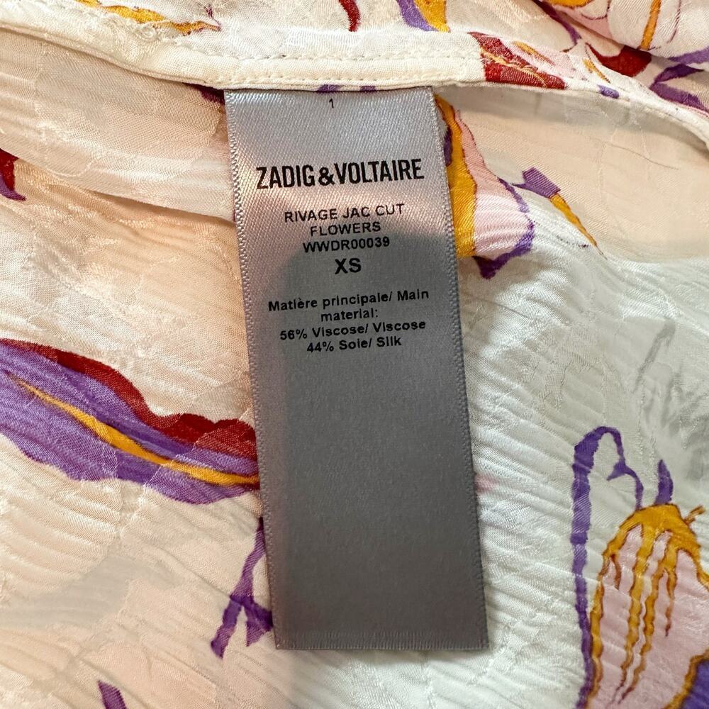 Zadig & Voltaire Rivage Jac Cut Flowers Silk-Blend Dress Size XS - Picture 6 of 14